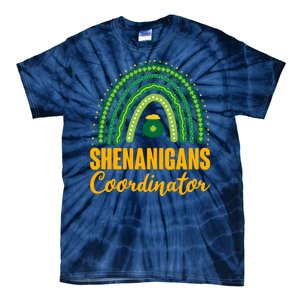 Funny Cute Shenanigans Coordinator Lucky Green Rainbow Pot Of Gold Tie-Dye T-Shirt