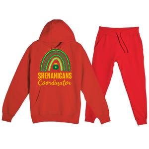 Funny Cute Shenanigans Coordinator Lucky Green Rainbow Pot Of Gold Premium Hooded Sweatsuit Set