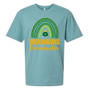 Funny Cute Shenanigans Coordinator Lucky Green Rainbow Pot Of Gold Sueded Cloud Jersey T-Shirt