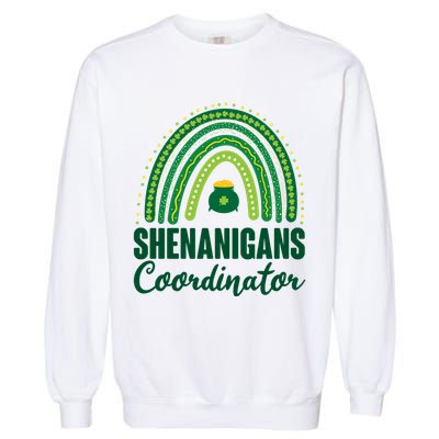 Funny Cute Shenanigans Coordinator Lucky Green Rainbow Pot Of Gold Garment-Dyed Sweatshirt