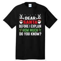 Funny Christmas Shirts Kids Adults Dear Santa I Can Explain Tall T-Shirt