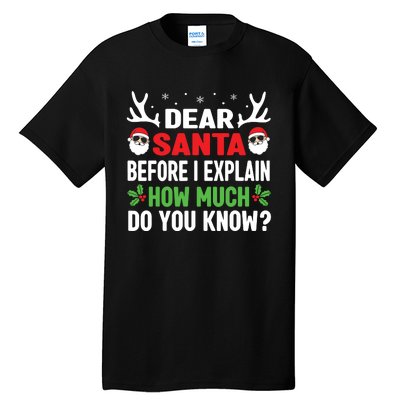 Funny Christmas Shirts Kids Adults Dear Santa I Can Explain Tall T-Shirt