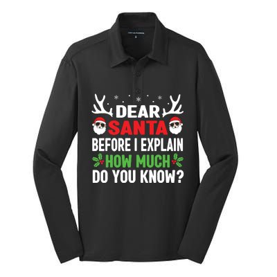 Funny Christmas Shirts Kids Adults Dear Santa I Can Explain Silk Touch Performance Long Sleeve Polo