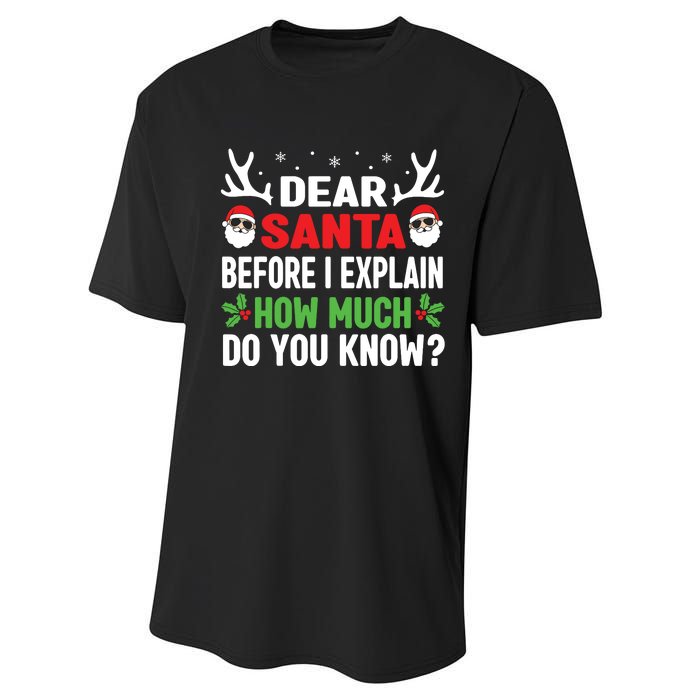 Funny Christmas Shirts Kids Adults Dear Santa I Can Explain Performance Sprint T-Shirt