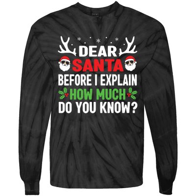 Funny Christmas Shirts Kids Adults Dear Santa I Can Explain Tie-Dye Long Sleeve Shirt