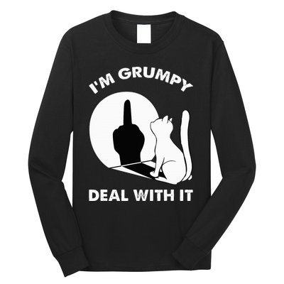 Funny Cat Shadow I'm Grumpy Deal With It  Long Sleeve Shirt