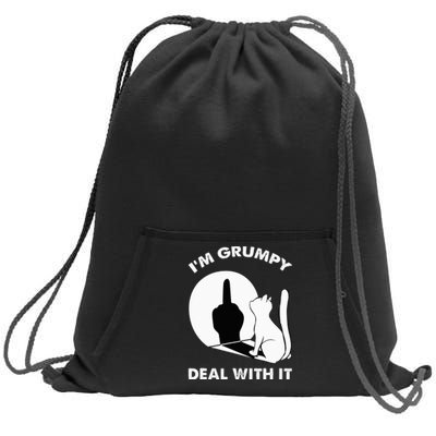 Funny Cat Shadow I'm Grumpy Deal With It  Sweatshirt Cinch Pack Bag