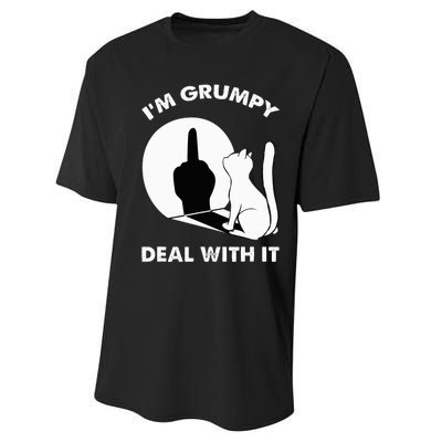 Funny Cat Shadow I'm Grumpy Deal With It  Performance Sprint T-Shirt