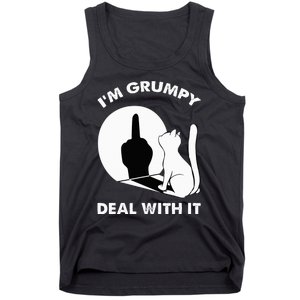 Funny Cat Shadow I'm Grumpy Deal With It  Tank Top