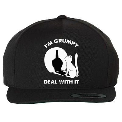 Funny Cat Shadow I'm Grumpy Deal With It  Wool Snapback Cap