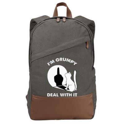 Funny Cat Shadow I'm Grumpy Deal With It  Cotton Canvas Backpack