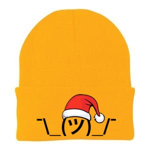 Funny Christmas Santa Shrug Text Emoji Knit Cap Winter Beanie