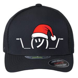 Funny Christmas Santa Shrug Text Emoji Flexfit Unipanel Trucker Cap