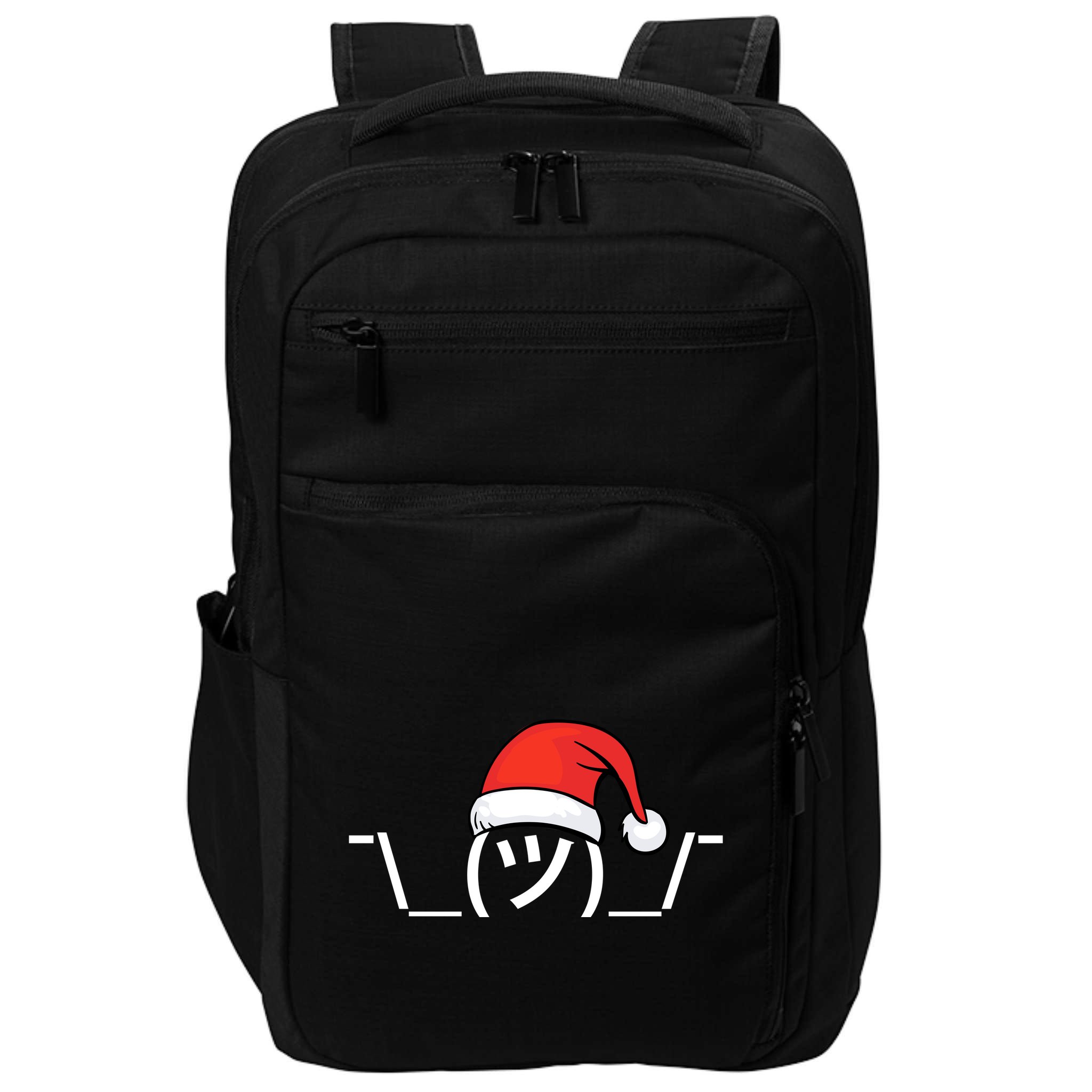 Funny Christmas Santa Shrug Text Emoji Impact Tech Backpack