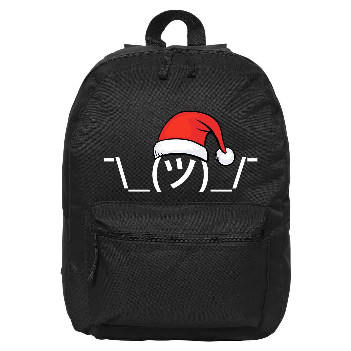 Funny Christmas Santa Shrug Text Emoji 16 in Basic Backpack