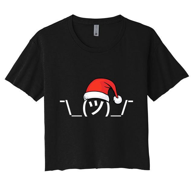 Funny Christmas Santa Shrug Text Emoji Crop Top