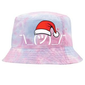 Funny Christmas Santa Shrug Text Emoji Tie-Dyed Bucket Hat