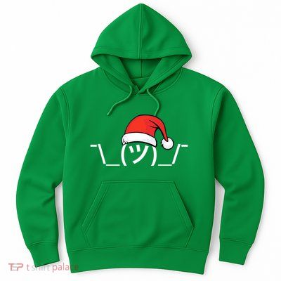 Funny Christmas Santa Shrug Text Emoji Hoodie