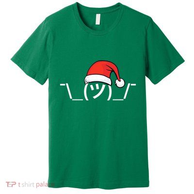 Funny Christmas Santa Shrug Text Emoji Premium T-Shirt