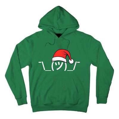 Funny Christmas Santa Shrug Text Emoji Tall Hoodie