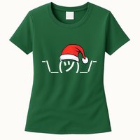 Funny Christmas Santa Shrug Text Emoji Womens T-Shirt
