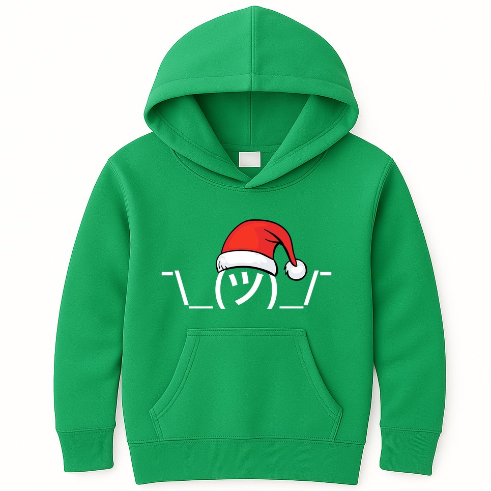 Funny Christmas Santa Shrug Text Emoji Kids Hoodie