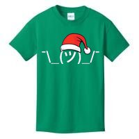 Funny Christmas Santa Shrug Text Emoji Kids T-Shirt