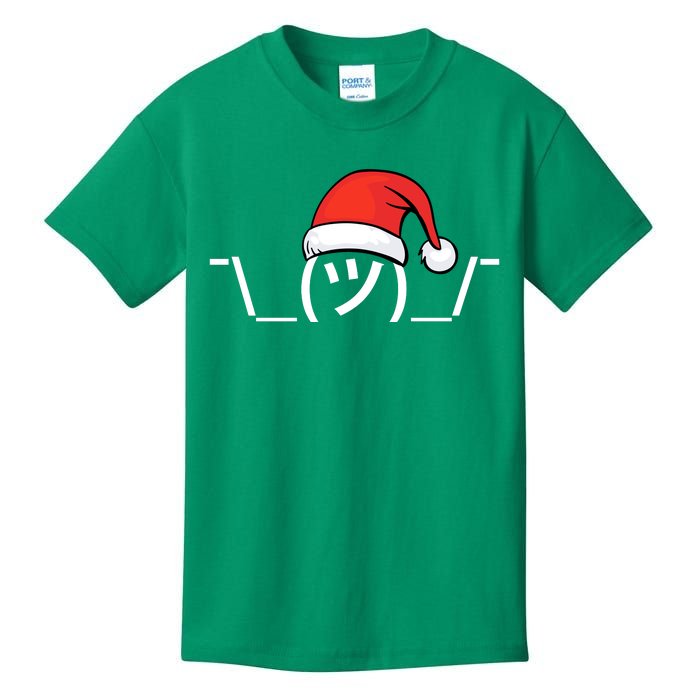 Funny Christmas Santa Shrug Text Emoji Kids T-Shirt