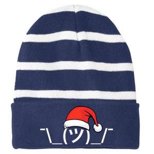 Funny Christmas Santa Shrug Text Emoji Striped Beanie with Solid Band