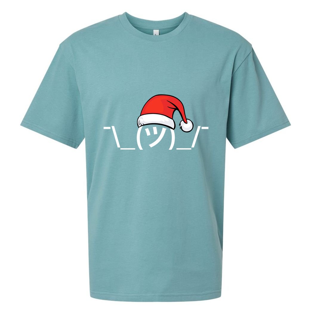 Funny Christmas Santa Shrug Text Emoji Sueded Cloud Jersey T-Shirt
