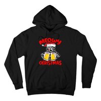 Funny Cat Santa Drinking Beer Xmas For Christmas Holiday Hoodie