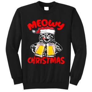 Funny Cat Santa Drinking Beer Xmas For Christmas Holiday Sweatshirt