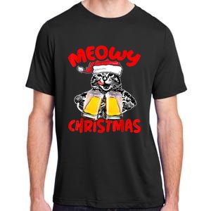 Funny Cat Santa Drinking Beer Xmas For Christmas Holiday Adult ChromaSoft Performance T-Shirt