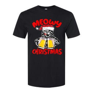 Funny Cat Santa Drinking Beer Xmas For Christmas Holiday Softstyle CVC T-Shirt