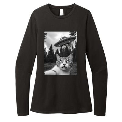 Funny Cat Selfie With A Ufo Womens CVC Long Sleeve Shirt