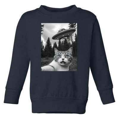 Funny Cat Selfie With A Ufo Toddler Sweatshirt