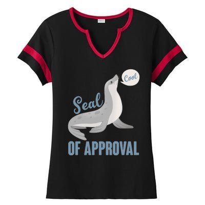 Funny Cute Seal Of Approval Ladies Halftime Notch Neck Tee