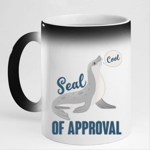 Funny Cute Seal Of Approval 11oz Black Color Changing Mug