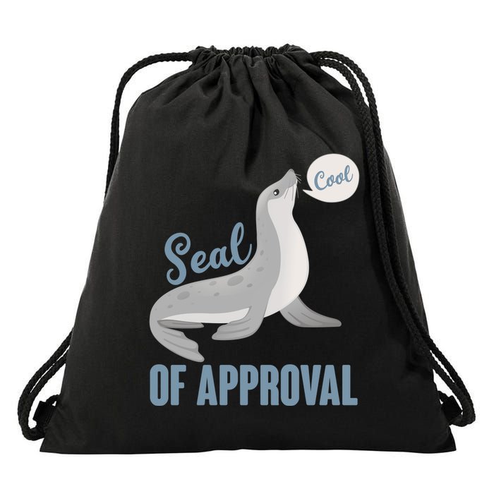 Funny Cute Seal Of Approval Drawstring Bag
