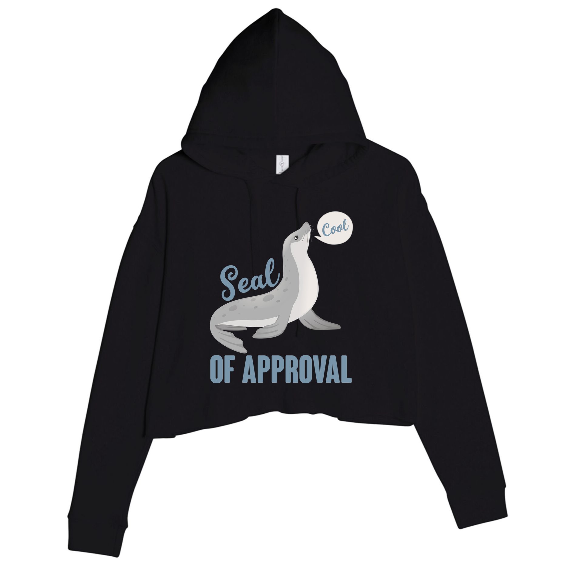 Funny Cute Seal Of Approval Crop Fleece Hoodie