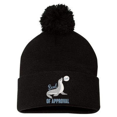 Funny Cute Seal Of Approval Pom Pom 12in Knit Beanie