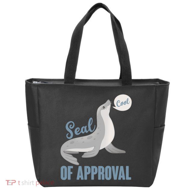 Funny Cute Seal Of Approval Zip Tote Bag
