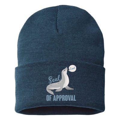 Funny Cute Seal Of Approval Sustainable Knit Beanie