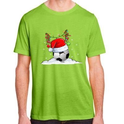 Funny Christmas Soccer Reindeer And Santa Hat Xmas Tree Light Gift Adult ChromaSoft Performance T-Shirt