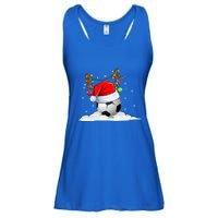 Funny Christmas Soccer Reindeer And Santa Hat Xmas Tree Light Gift Ladies Essential Flowy Tank