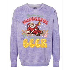 Funny Christmas Santa Claus Ing Beer Wonderful Time Great Gift Colorblast Crewneck Sweatshirt