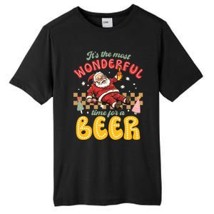 Funny Christmas Santa Claus Ing Beer Wonderful Time Great Gift Tall Fusion ChromaSoft Performance T-Shirt