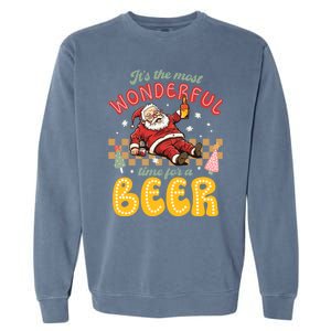 Funny Christmas Santa Claus Ing Beer Wonderful Time Great Gift Garment-Dyed Sweatshirt