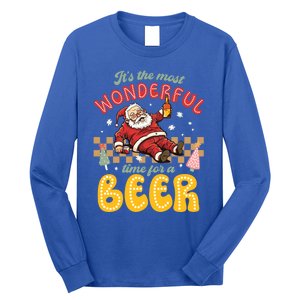 Funny Christmas Santa Claus Ing Beer Wonderful Time Great Gift Long Sleeve Shirt