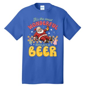 Funny Christmas Santa Claus Ing Beer Wonderful Time Great Gift Tall T-Shirt